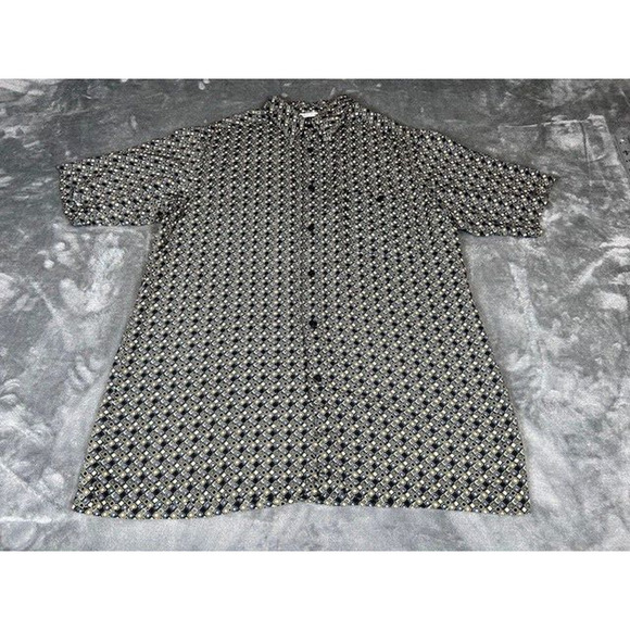 Ron Chereskin Men Button Up Shirt LT Gray Geometric Silk Short Sleeve - Picture 1 of 7